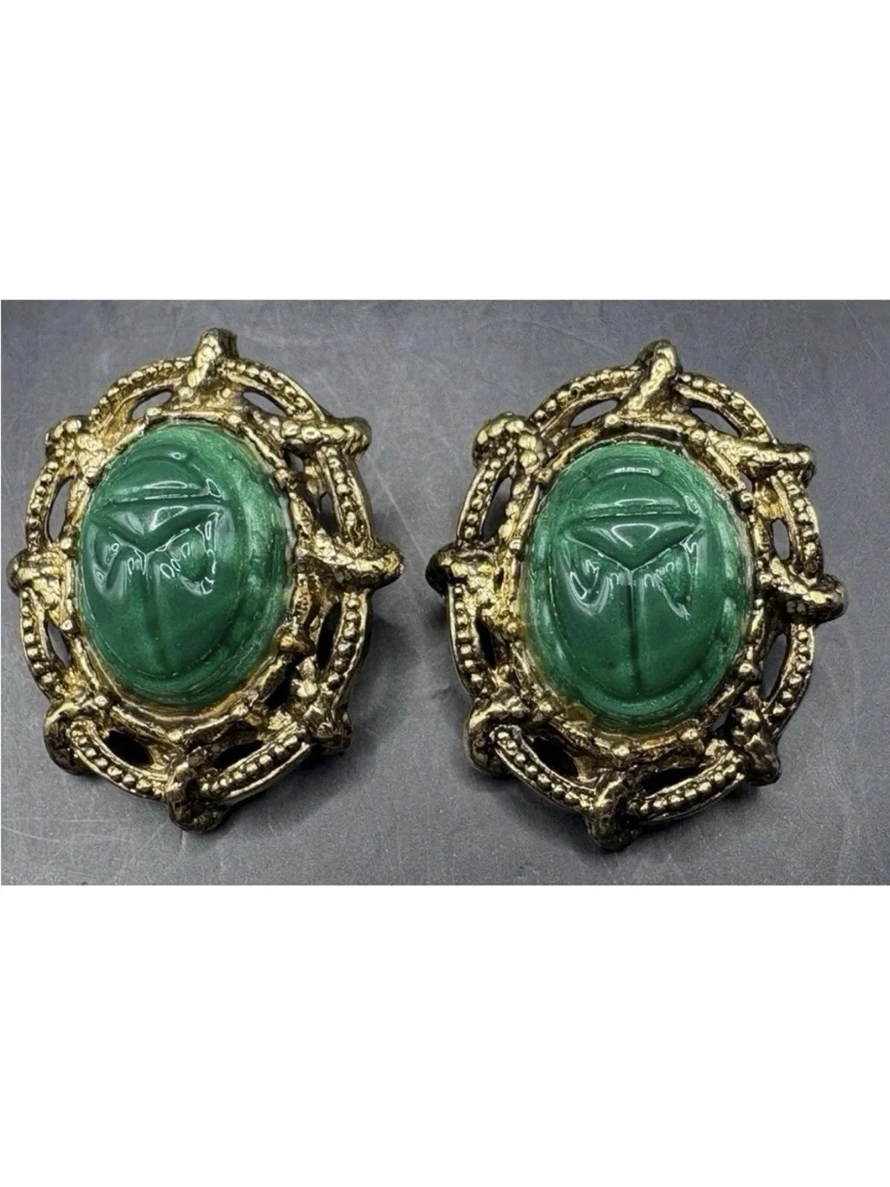 Vintage Egyptian revival bracelet and clip on earrings